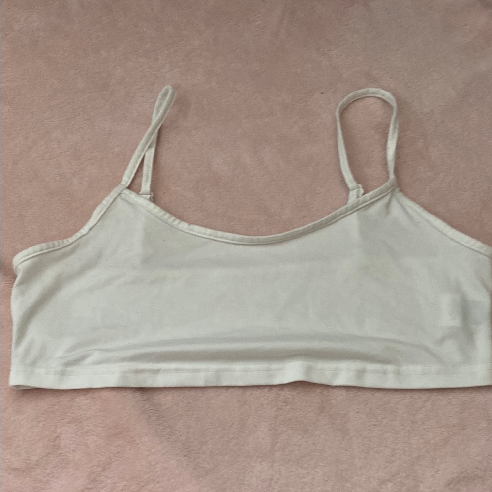 Cream Spaghetti Strap Crop Top